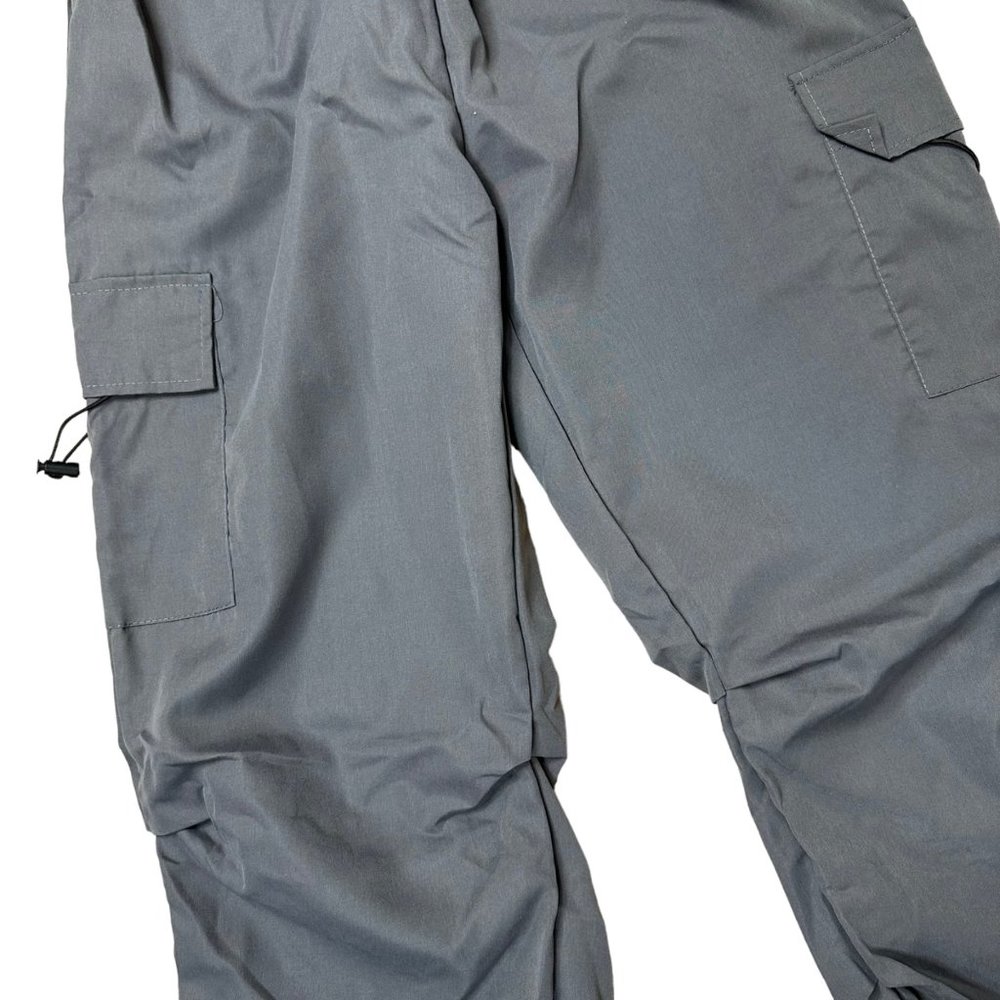 Women Cargo Pants Capris Y2K Medium M Gray Elastic Waist High Rise Drawstring - Picture 11 of 12
